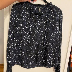 S Aqua Polka Dot Long Sleeve Shirt